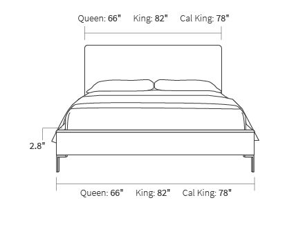 bed frame dimensions from the front